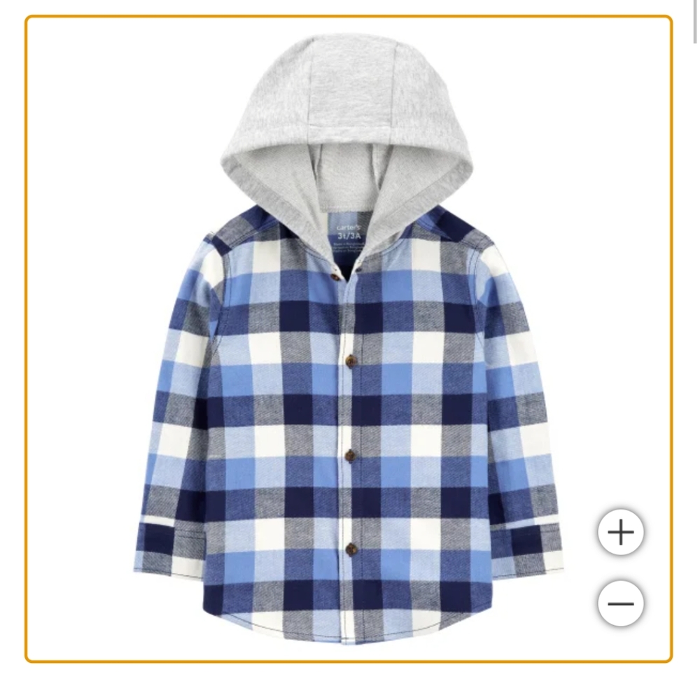 New Carter's Kids Boys Toddler Playwear Hoodie Pant Plaid 100% Cotton Size 6 NWT